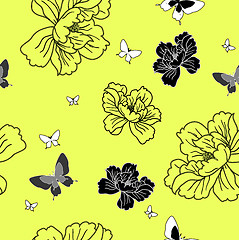 Image showing seamless wallpaper flowers and butterflies