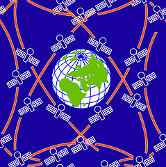 Image showing  space satellites in eccentric orbits around the Earth.