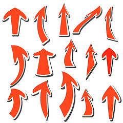 Image showing Arrows stickers different colors and shapes. Vector.