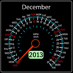 Image showing 2013 year calendar speedometer car in vector. December.