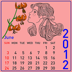 Image showing 2012 year calendar beautiful girls 