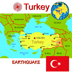 Image showing Turkey map with epicenter earthquake.