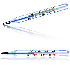 Image showing Medical glass mercury thermometer on white background.