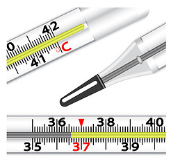 Image showing Medical glass mercury thermometer 