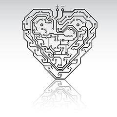 Image showing Circuit board pattern in the shape of the heart. 