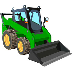 Image showing The green truck with a scraper to lift cargo.