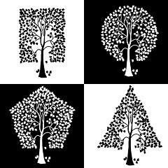 Image showing Trees of different geometric shapes. 