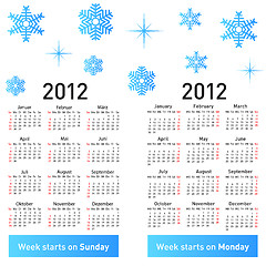 Image showing Stylish German calendar with snowflakes for 2012. 