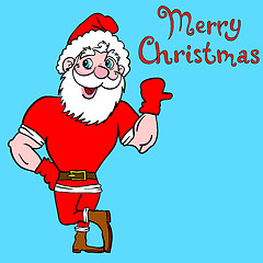 Image showing Muscular Santa Claus with a raised hand gesture.