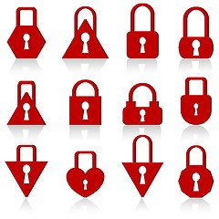 Image showing A set of metal locks of different shapes 