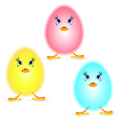 Image showing Small fluffy chickens on a white background