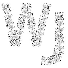 Image showing Hand drawing ornamental alphabet. Letter WJ