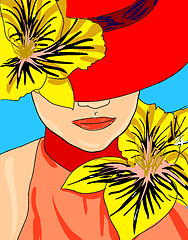 Image showing Hand-drawn fashion model. Vector illustration. Woman's face