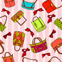 Image showing vector collection of woman's accessories. Seamless wallpaper.