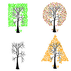 Image showing Trees of different geometric shapes. 