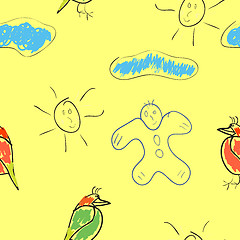Image showing seamless wallpaper children's drawings 