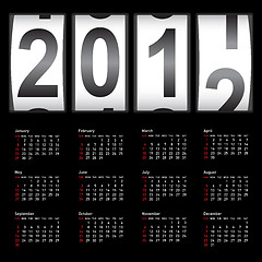 Image showing Stylish calendar  for 2012. Sundays first