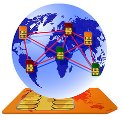 Image showing Globe Sim card connecting continents.