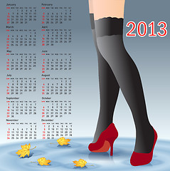 Image showing 2013 Calendar female legs in stockings