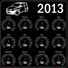 Image showing 2013 year ñalendar speedometer car in vector. 