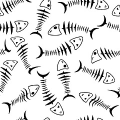 Image showing Seamless wallpaper skeleton fish