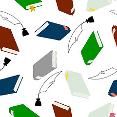 Image showing seamless wallpaper, hardcover books  for education concept.