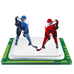 Image showing hockey player and computer processor on a white background