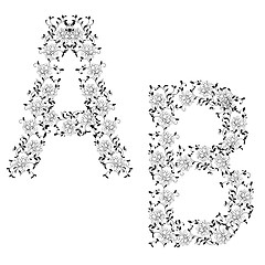 Image showing Hand drawing ornamental alphabet. Letter AB