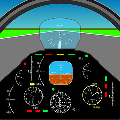 Image showing Control panel in a plane cockpit