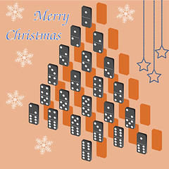 Image showing A beautiful tree of dominoes. Christmas card.