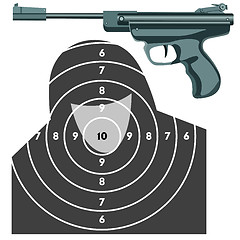 Image showing firearm, the gun against the target. vector