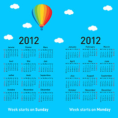 Image showing Stylish French calendar with balloon and clouds for 2012.