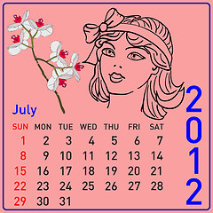 Image showing 2012 year calendar beautiful girls