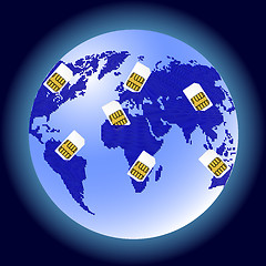 Image showing Globe Sim card connecting continents.