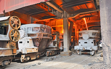 Image showing steel buckets to transport the molten metal