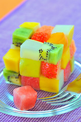 Image showing cube fruits salad