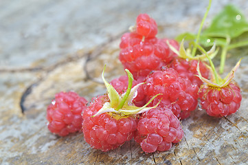 Image showing raspberry on wood background