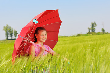 Image showing teenage girl with umbrella