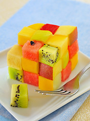 Image showing cube fruits salad