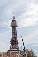 Image showing Blackpool Tower and Crane