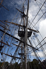 Image showing Silhouette of TallShip Rigging