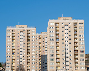 Image showing Apartment Blocks against a Blue Sky