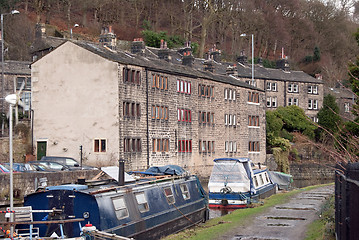 Image showing Houses and Barges