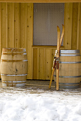 Image showing Antiquated skis