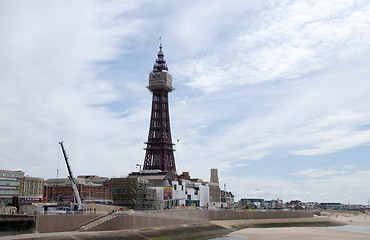 Image showing Blackpool Tower and Crane