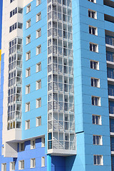 Image showing The inhabited high house against the blue sky