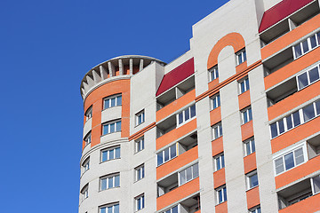 Image showing The inhabited high house against the blue sky