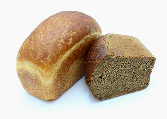 Image showing The ruddy long loaf of bread 