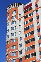 Image showing The inhabited high house against the blue sky