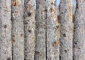 Image showing Close up of  wooden fence panels